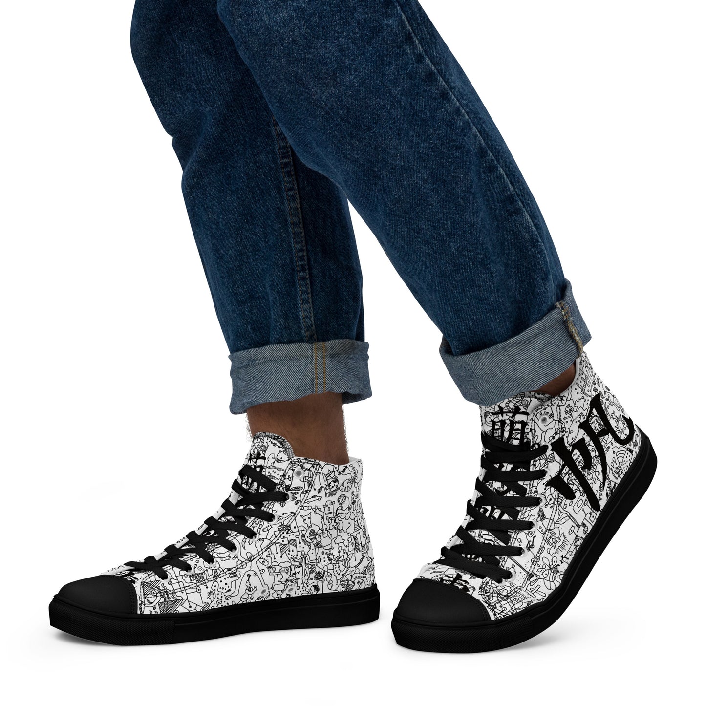 Men’s high top canvas shoes POP_Black