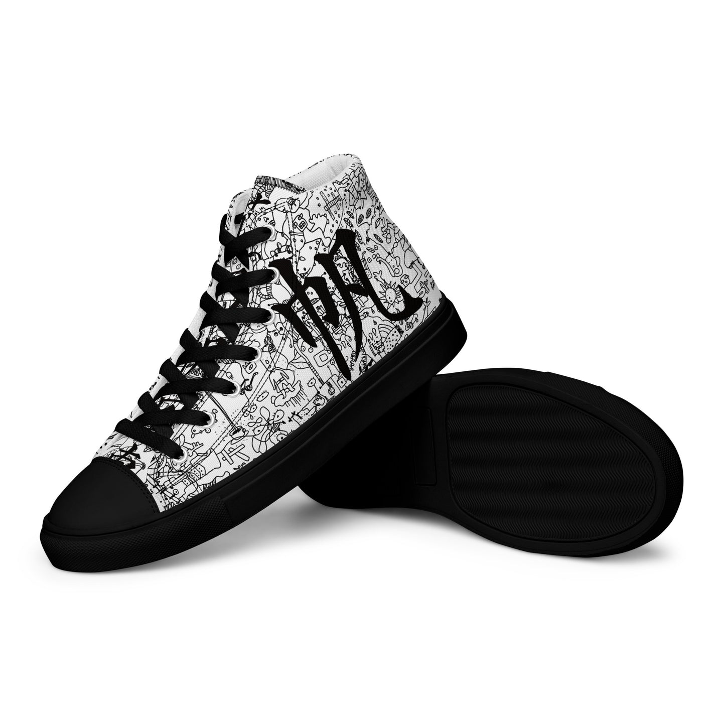 Men’s high top canvas shoes POP_Black