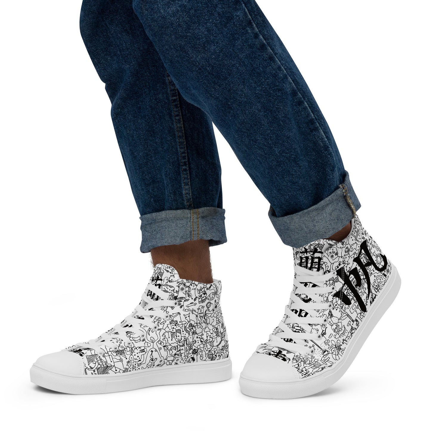 Men’s high top canvas shoes POP_White